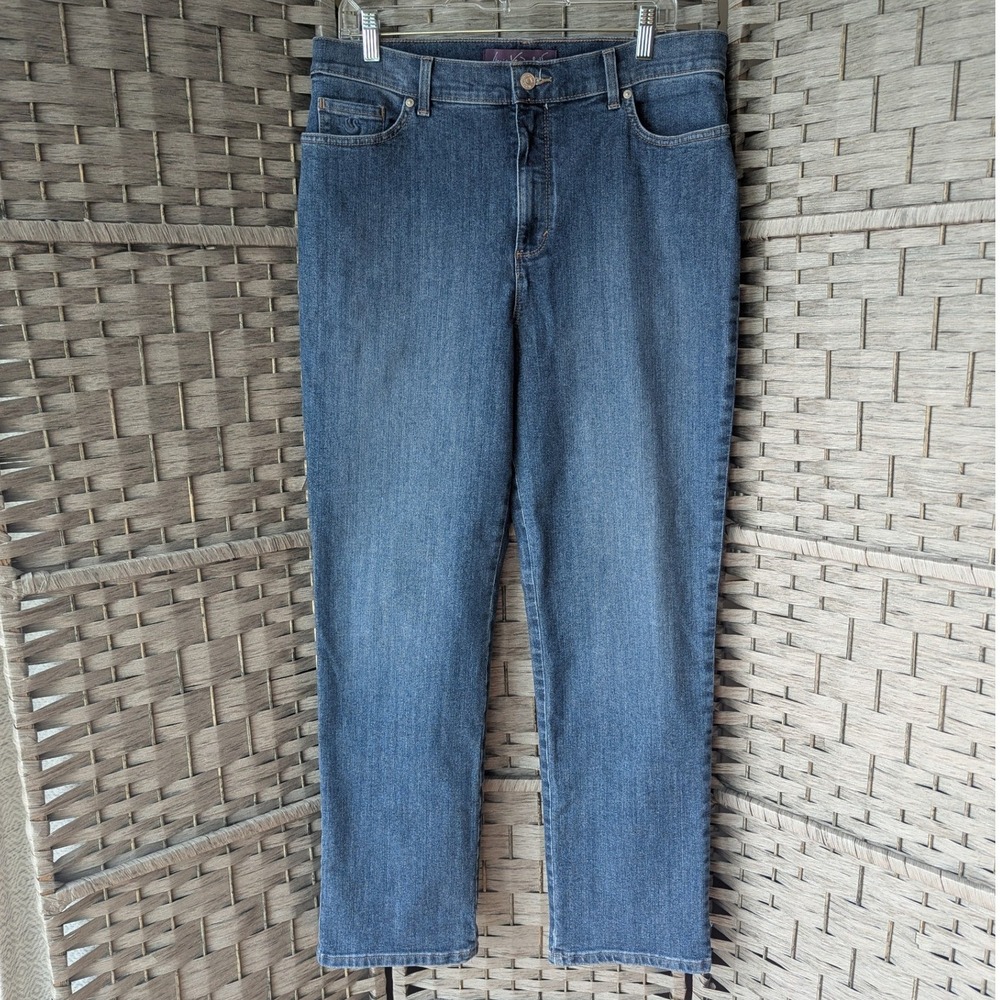 Gloria Vanderbilt Amanda Blue Jeans High Rise Straight Leg Denim Sz 16 Slimming
